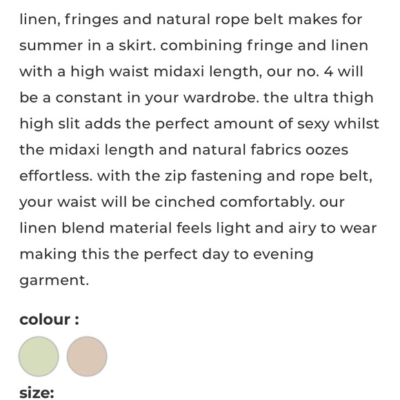 NWT Dula the Label no. 4 linen thigh slit with fringe midaxi skirt & rope belt - Picture 6 of 15